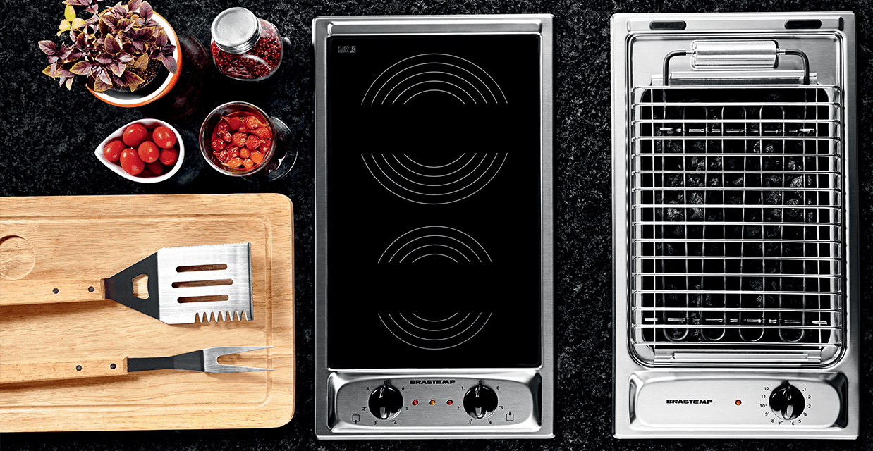Cooktop 2 bocas elétrico dominó Brastemp Inox