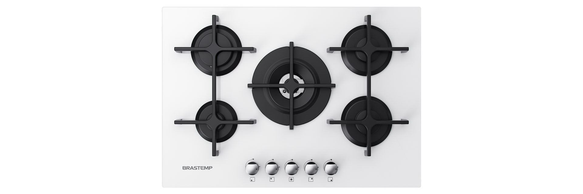 Cooktop a Gás Brastemp 5 Bocas Vitreous Branco