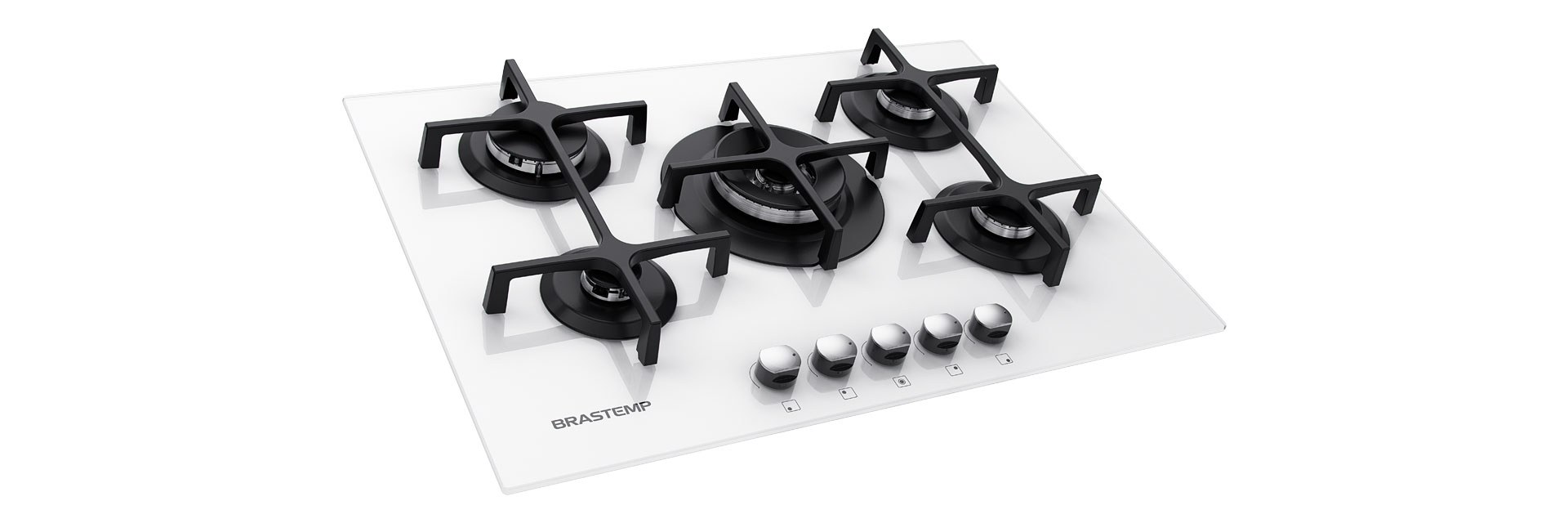 Cooktop a Gás Brastemp 5 Bocas Vitreous Branco
